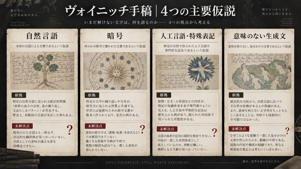ヴォイニッチ手稿に複数の筆記者が存在する可能性を示す図解
