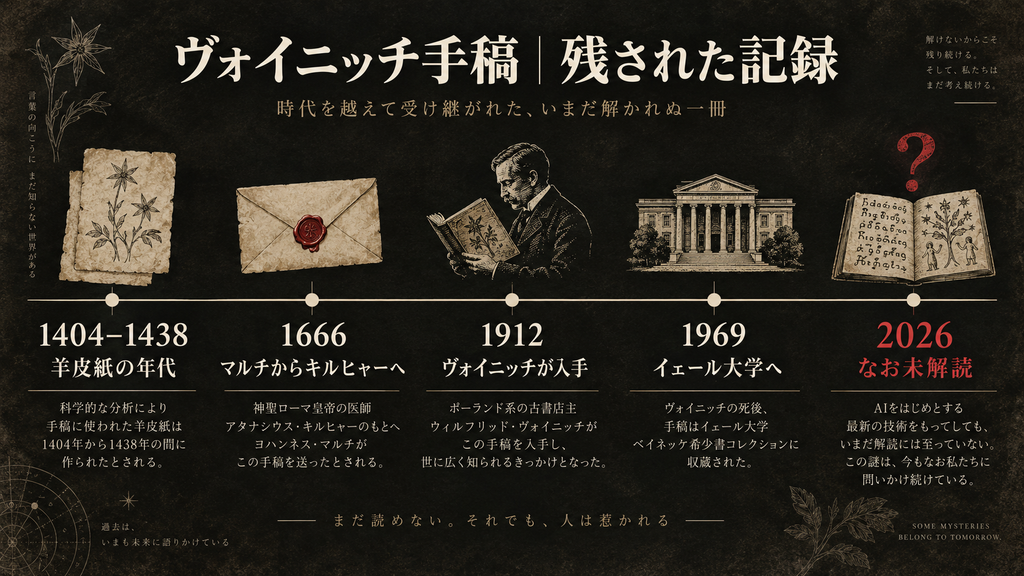 ヴォイニッチ手稿の奇妙な文字や植物図をイメージした玄徴録の再現画像